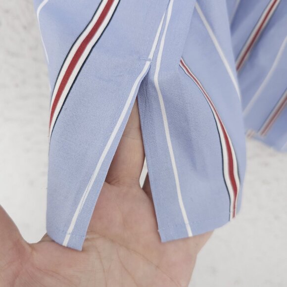 TALBOTS Sleeveless Shirt Collared Popover Blue Red Striped Non Iron EUC Size XL - Picture 4 of 6